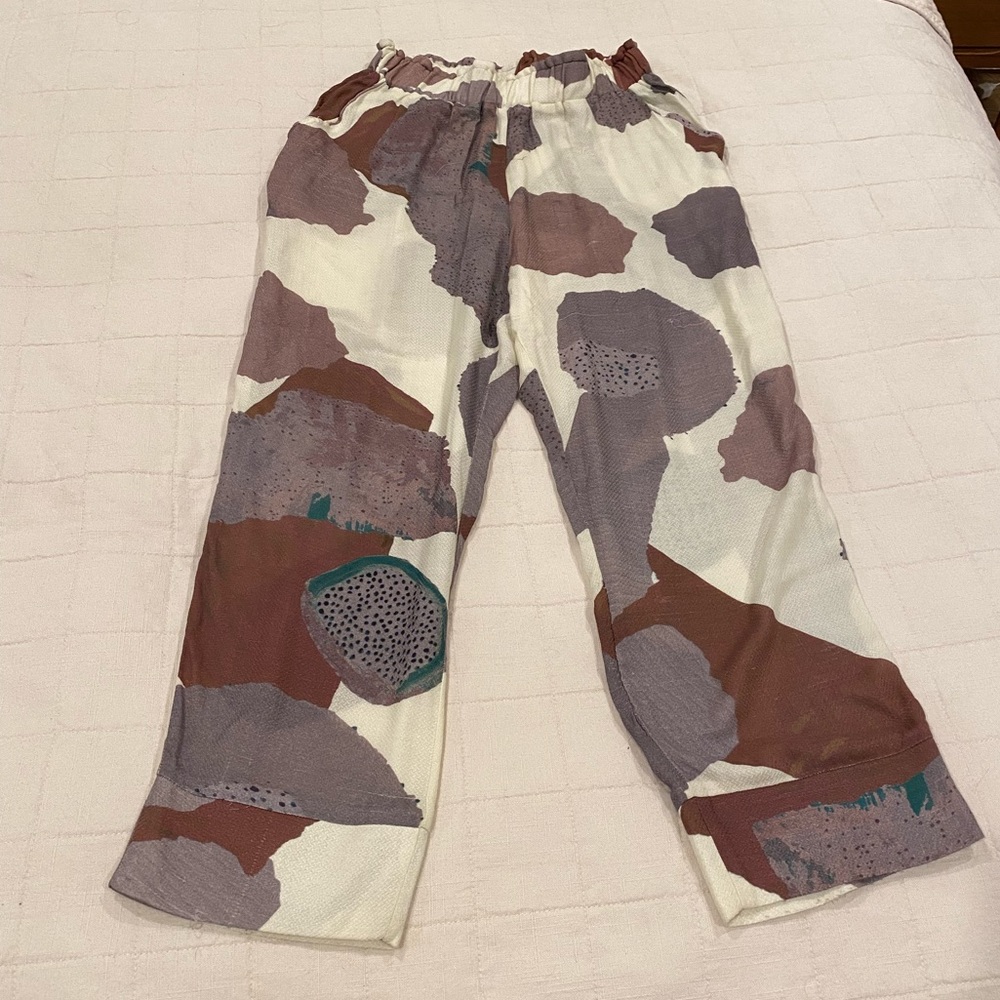 Maria Stanley high-waisted flowy pants from Anthropologie